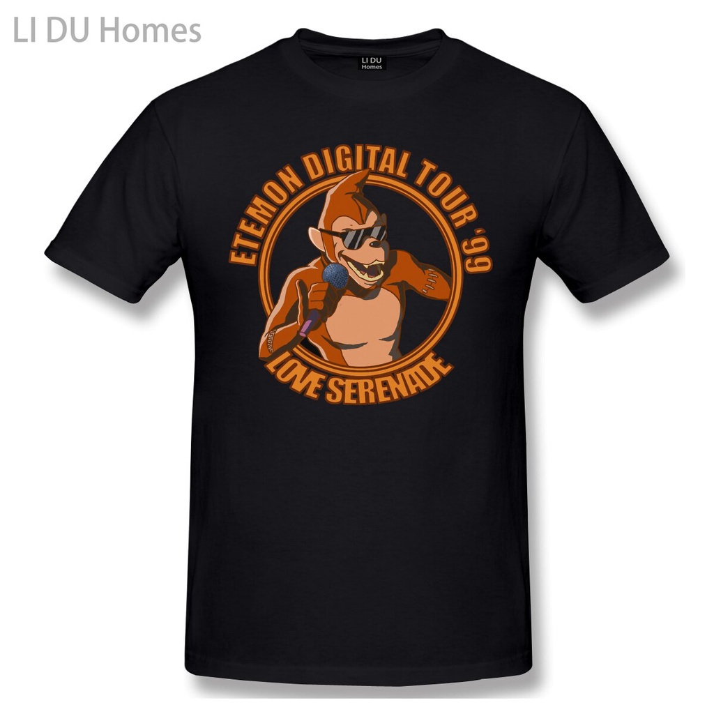 Lidu เสื้อยืดคอกลม แขนสั้น ผ้าฝ้าย 100 พิมพ์ลาย Etemon Digital Tour