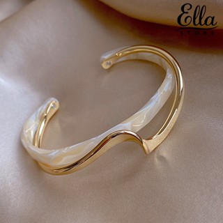 Ellastore123 กําไลข้อมือไฟฟ้า แบบกระจก สองชั้น ปรับได้ งอได้ สีขาว เรียบง่าย