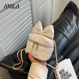 AMILA กระเป๋าสะพายข้างผู้หญิงแฟชั่นสไตล์เกาหลีมินิกระเป๋าหนัง pu