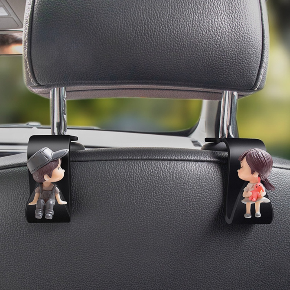 2ชิ้นรถที่นั่งกลับตะขอตกแต่งพนักพิงหลังรถตะขอกับตะขอขนาดเล็กน่ารักผลิตภัณฑ์ตกแต่งภายในรถ-blue