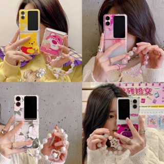 3in1 เคสโทรศัพท์มือถือแบบแข็ง ใส กันกระแทก ลายการ์ตูนหมี สตรอเบอร์รี่ แชมเปญ กุหลาบ พร้อมสายโซ่คล้อง สร้างสรรค์ สําหรับ OPPO Find N2