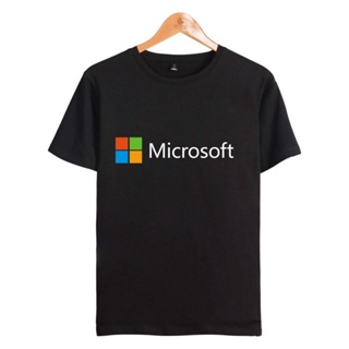 [S-5XL] ราคาAlimoo Microsoft เสื้อยืดแขนสั้นผ้าฝ้ายพิมพ์ลายสำหรับผู้ชายและผู้หญิง XXS 4XL 2126BS-3XL