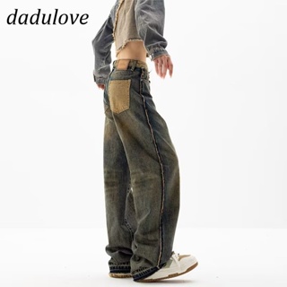 DaDulove💕 New American Style Retro Yellow Mud Jeans High Waist Loose Wide Leg Pants Niche Large Size Trousers