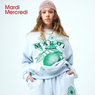 Mardi Mercredi เสื้อกันหนาวลําลอง คอกลม ทรงหลวม พิมพ์ลาย สีส้ม ขนาดใหญ่ สําหรับผู้ชาย และผู้หญิง