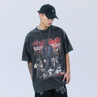 [S-5XL] เสื้อยืดแขนสั้น ผ้าฝ้าย 100% พิมพ์ลาย Raptor Kanye แนวสตรีท อเมริกัน ไฮสตรีท สําหรับผู้ชาย