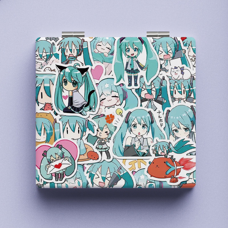 hatsune-miku-kawaii-กระจกแต่งหน้า-ขนาดเล็ก-แบบพกพา-กระจกแต่งหน้า-พับได้-สองด้าน-ผู้หญิง-ป้องกันการตก-ดูกระจก