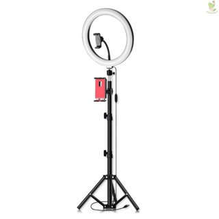 26cm/10inch inch LED Ring Light 3 Colors 10 Levels Dimmable 3200-5600K Color Temperature with Tripods Phone and Tablet Holders for Live Sream Makeup Portrait YouTube Video Lighting