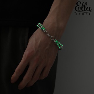 Ellastore123 สร้อยข้อมือ กําไลข้อมือ โซ่หนา เรืองแสง มังกร พังก์ วินเทจ ของขวัญวันเกิด สําหรับผู้ชาย