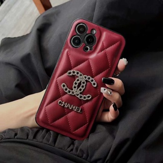 เคสโทรศัพท์มือถือหนัง ลายโลโก้เพชร หรูหรา สําหรับ iPhone 14 13 12 11 Pro Max iPhone 13 Pro Max