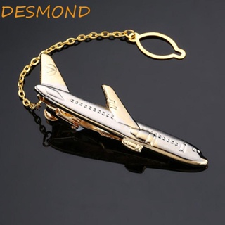 Desmond คลิปโลหะหนีบเนคไทผู้ชายออกแบบคลาสสิกรูปเครื่องบินสุภาพบุรุษ