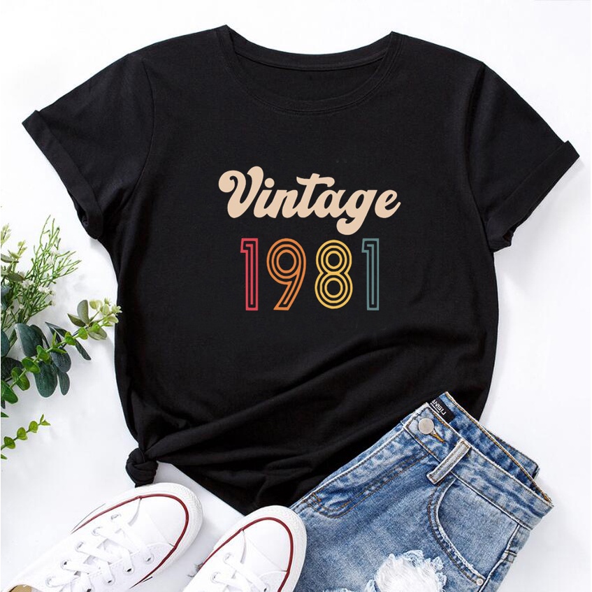vintage-1981-retro-40th-fashion-print-womens-tee-shirt-cotton-short-sleeve-tops-03