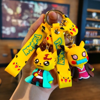 พวงกุญแจซิลิโคน จี้ตุ๊กตาการ์ตูน Pikachu Demon Slayer น่ารัก สําหรับห้อยกระเป๋าเป้สะพายหลัง