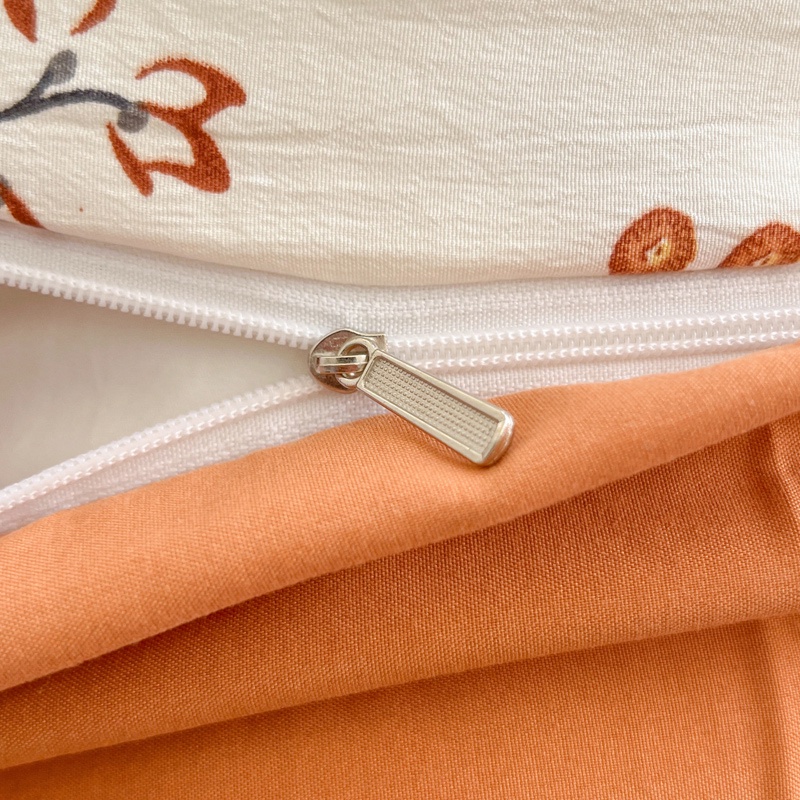 มาใหม่-4-in-1-ชุดเครื่องนอน-ผ้าปูที่นอน-ผ้าฝ้าย-ผ้าลินิน-พิมพ์ลายดอกไม้-สีส้ม-ปลอกหมอน-ผ้านวมย้อมสี-ปลอกหมอนเดี่ยว