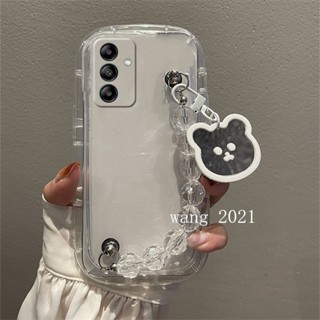 Phone Case for Samsung Galaxy A54 A34 A24 A14 LTE 4G 5G เคส Hot Deals Transparent Mirror Bear Crystal Bracelet Casing Samsung A34 5G Shockproof Silicone Soft Cover เคสโทรศัพท