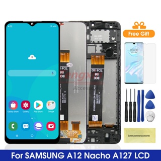 หน้าจอแสดงผล LCD A12S พร้อมกรอบ แบบเปลี่ยน สําหรับ Samsung Galaxy A12 Nacho A127 A127F