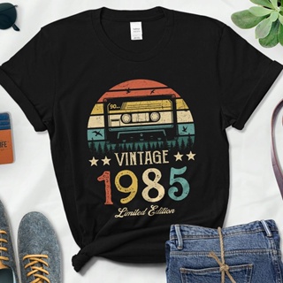 Vintage 1985 Limited Edition Retro Cassette Women T Shirt 37th 37 Years Old Birthday Party Girlfrien_03