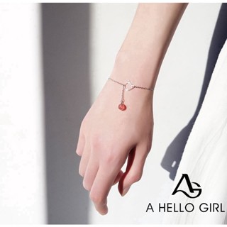 A HELLO GIRL สร้อยข้อมือเงิน จี้รูปแมวน่ารัก ประดับคริสตัล เครื่องประดับ สําหรับเด็กผู้หญิง