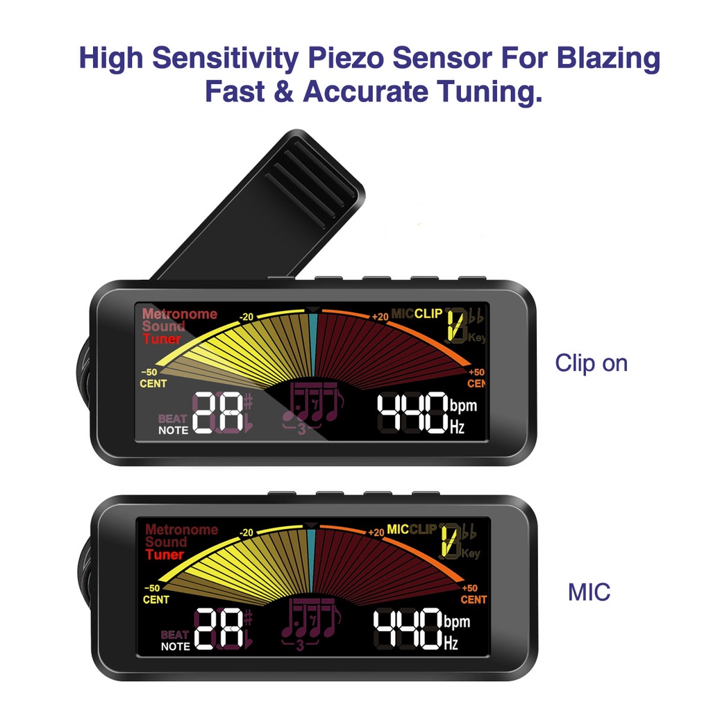 FLANGER FMT-209 Guitar Tuner Adjustable 3 In 1 360 Clip-On Guitar Bass ...