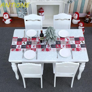 ANTIONE Delicate Christmas Table Runner Printed Tablecloth Christmas Decoration Restaurant Party Decoration Kitchen Elk for Holiday Dinner Table Runner