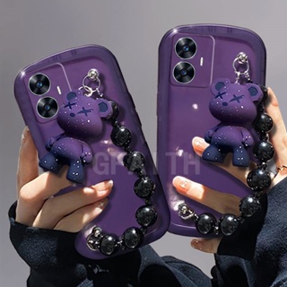ใหม่ เคสโทรศัพท์มือถือนิ่ม แบบใส ป้องกันเลนส์กล้อง ลายตุ๊กตาหมีน่ารัก พร้อมสายคล้องมือ สําหรับ REALME C55 NFC C55