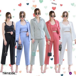 S4U💗พร้อมส่ง set เสื้อ Blazer แขนยาว + เสื้อครอป + กางเกงขายาว ชุดเซ็ต ชุดเดรส ทำงาน งานแต่ง เสื้อผ้าสาวอวบ สไตล์เกาหลี