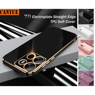 Infinix Smart 7 Smart7 InfinixSmart7 Square 7D Luxury Plating TPU Case Electroplate Straight Edge Soft Silicone Slim Back Cover Slim Mobile Phone Casing