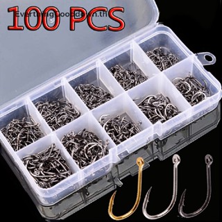 Ever ชุดตะขอตกปลา เหล็กคาร์บอน ทรงกลม 100 ชิ้น