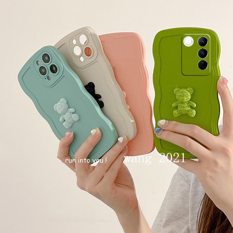 phone-case-เคส-vivov27-vivo-v27e-v27-pro-5g-simple-big-wave-solid-color-casing-vivo-v27-5g-with-3d-cartoon-bear-high-quality-liquid-silicone-soft-cover-เคสโทรศัพท