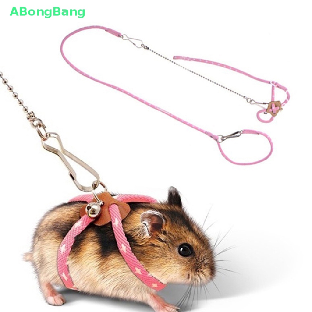 abongbang-ชุดสายจูงสัตว์เลี้ยง-หนูแฮมสเตอร์-ขนาดเล็ก-ปรับได้-พร้อมกระดิ่ง