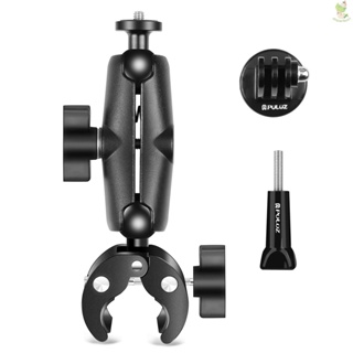 PULUZ PU909B Motorcycle Clamp Bicycle Handlebar Super Clamp Mount Dual 360° Rotatable Ball Head with Sports Camera Mount Adapter &amp; 1/4 Inch Screw Mount Adapter Replacement for  iPhone Insta360 X3/X2