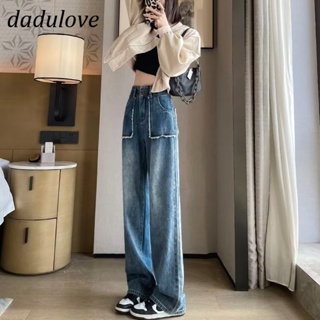 DaDulove💕 New Korean Version of INS Large Pocket Raw Edge Jeans WOMENS High Waist Wide Leg Pants Large Size Trousers