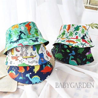 Babygarden-2-6 ปี หมวกบักเก็ตเด็ก ลายการ์ตูนไดโนเสาร์ ฤดูร้อน ปีกสั้น ป้องกันแดด หมวกชาวประมง