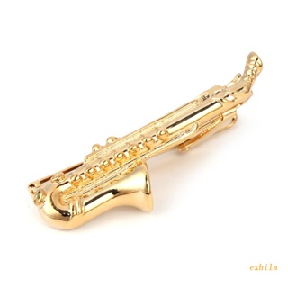 exhila Saxophone Men Tie Clip Bar Necktie Pin Clasp Clamp Wedding Charm for Creative Gi