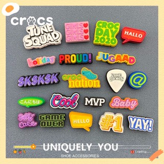 Crocs jibbitz charms อุปกรณ์เสริม รูปรองเท้า ลายดอกไม้ ภาษาอังกฤษ DIY