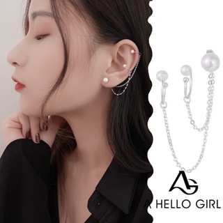 S925 Silver Needle Korean Simple Pearl Earring Earbone Clip One-piece Temperament Internet Celebrity Ear Clip Female [Single Bag] A HELLO GIRL
