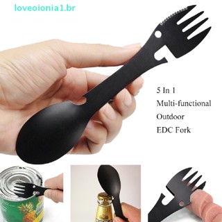 Loveoionia1 ชุดเครื่องมือเอาตัวรอด ส้อม อเนกประสงค์ 5 in 1 สําหรับตั้งแคมป์กลางแจ้ง