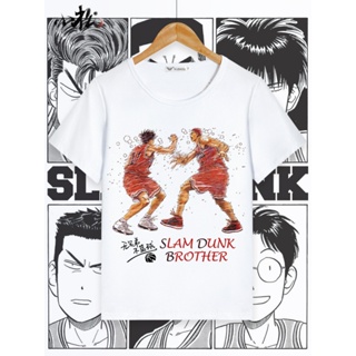 S-5XL Slam Dunk Anime Boys Clothing Sakuragi Flower Road Kaede Rukawa Pure Cotton Short-Sleeved T-Shirt University_08
