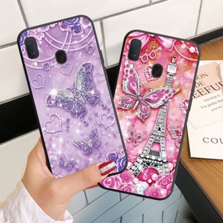 เคสโทรศัพท์ซิลิโคน แบบนิ่ม ลายผีเสื้อ ประดับเพชร สําหรับ Samsung Galaxy A10 A10S A20 A20S A30 A30S A50 A50S A70 A70S