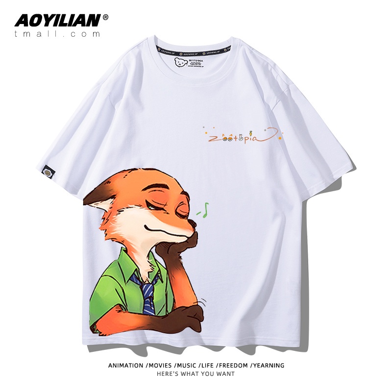 s-5xl-zootopia-judy-nick-ร่วมเสื้อยืดคู่อะนิเมะอุปกรณ์ต่อพ่วง