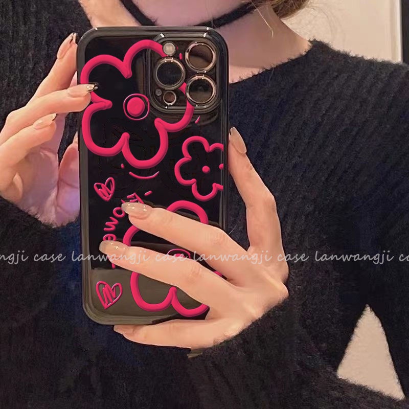 bright-surface-black-flower-phone-case-for-iphone13-apple-12promax-phone-case-11-all-inclusive-xr-soft-8plus-female