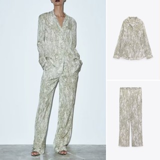 Zara Sets 23 เสื้อเชิ้ต พิมพ์ลายสัตว์ และกางเกงตรง แฟชั่นฤดูใบไม้ผลิ ฤดูร้อน2675074 2714074