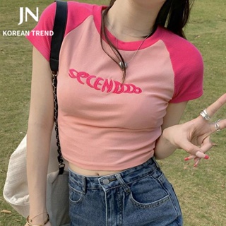JN Studio เสื้อยืดแฟชั่นผู้หญิง เสื้อยืดพิมพ์ลายสไตล์ฮาราจูกุ เกาหลี  030802