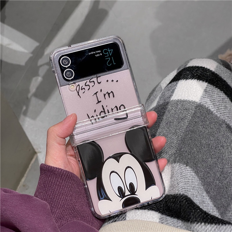 เคสโทรศัพท์มือถือ-pc-แข็ง-ปิดด้านหลัง-ลายการ์ตูนมิกกี้-มินนี่เมาส์-สําหรับ-samsung-galaxy-z-flip-3-z-flip-4-zflip3-zflip4