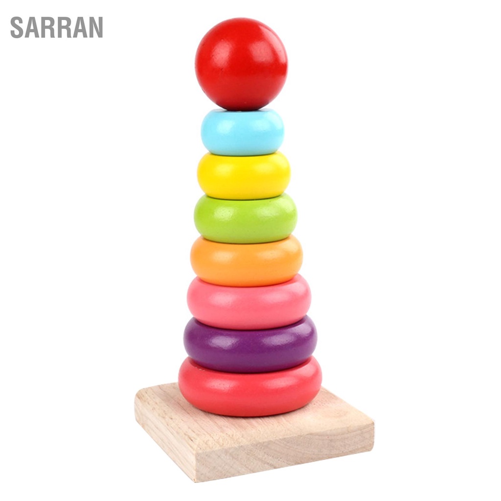 sarran-บล็อกไม้-รูปหอคอย-สีรุ้ง-ของเล่นเสริมการเรียนรู้เด็ก