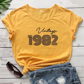 Vintage 1982 Pure Premium T-Shirt Funny Custom Birthday Gift Tshirt High Quality Women Graphic Original 1982 Tops T_03