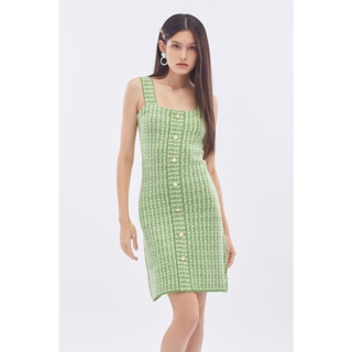 EP เดรสถักนิตทรงเอ ผู้หญิง สีเขียว | A-Line Knit Dress | 4490