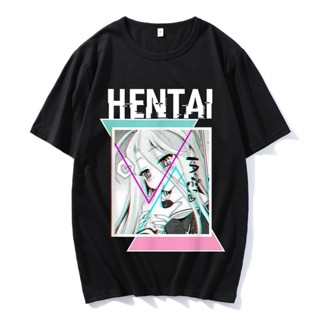 [S-5XL] เสื้อยืดคอกลม 【Plus Size】gildan เสื้อยืดแขนสั้น ผ้าฝ้าย 100% พิมพ์ลาย Senpai Love Hentai Ahegao Otaku Vaporwave