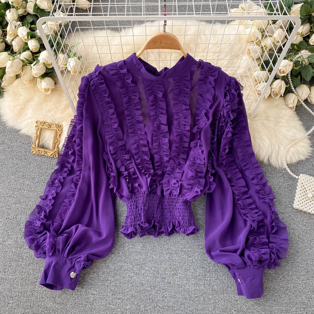 french-shirt-womens-design-feeling-niche-sweet-flounces-foreign-style-joker-age-reduction-bubble-sleeve-chiffon-short-jacket