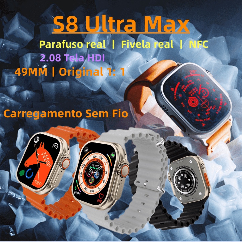 สมาร์ทวอทช์-เชื่อมต่อบลูทูธ-วัดอัตราการเต้นหัวใจ-โทรได้-2023-s8-ultra-max