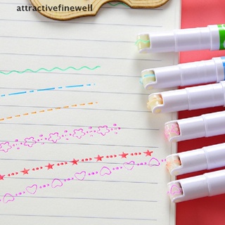 [attractivefinewell] ปากกามาร์กเกอร์เส้นโค้ง สีพาสเทล 6 สี สําหรับวาดภาพ ตกแต่ง TIV